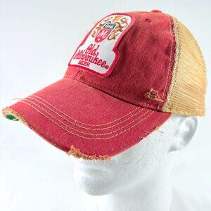 Old Milwaukee Beer Crest Patch Distressed Snapback Trucker Hat